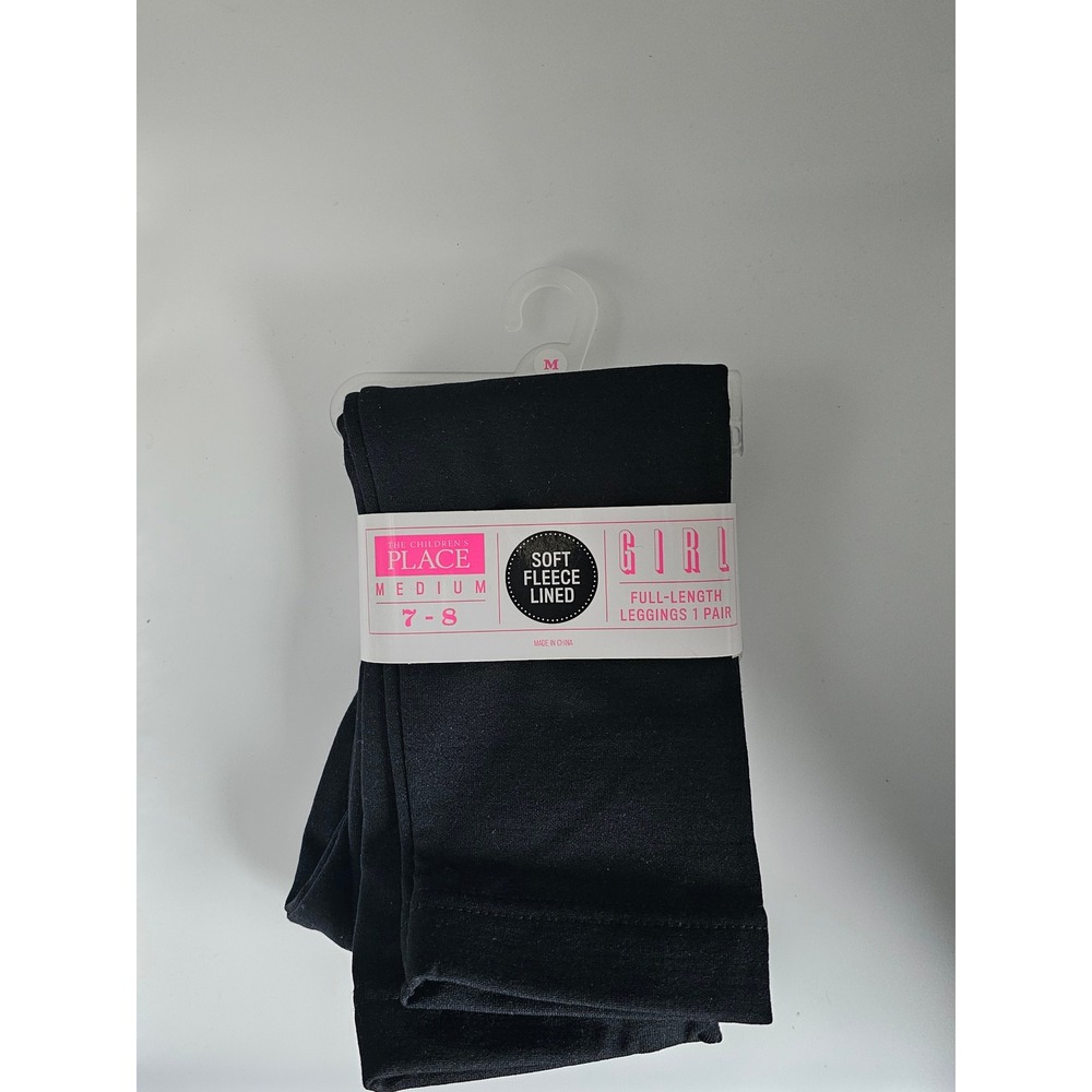 The Children's Place Girls Black Fleece Lined Full Length Leggings Size M 7-8